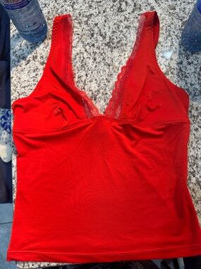 Free People Red Lace-Trim V-Neck Camisole